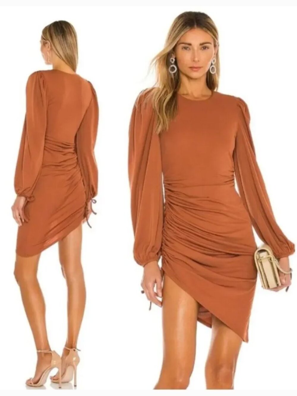 LIKE NEW Lovers and Friends Suki Dress Rust Burnt Orange Small Asymmetrical